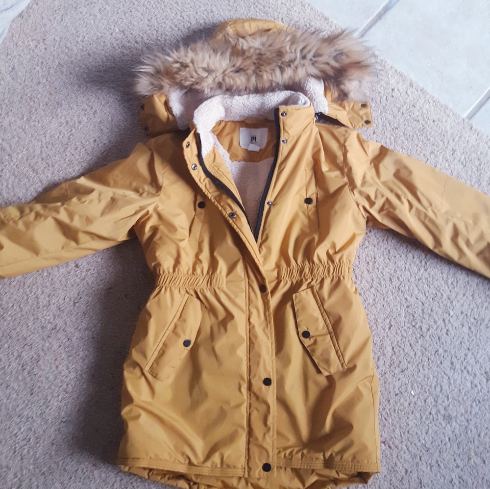 Girl's Mustard Yellow Winter Coat Size 14/16
